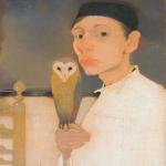 Self portrait with owl, by jan mankes